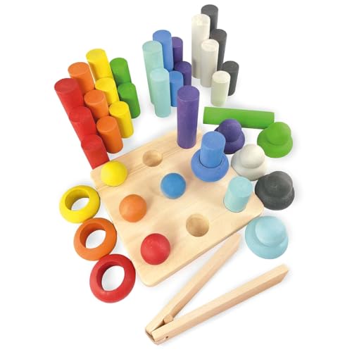 Ulanik Sortier Türme, Montessori Spielzeug ab 3 Jahre, Baby Sensorik Balance Spiel Holzbausteine, Spiel für Zählen und Sortieren Farben Lernen — 9 Farben Ulanik Sortier Türme, Montessori Spielzeug ab 3 Jahre, Baby Sensorik Balance Spiel Holzbausteine, Spiel für Zählen und Sortieren Farben Lernen — 9 Farben von Ulanik