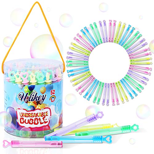 Ulikey 52 Stück Seifenblasen Kinder Seifenblasen Stäbe Spielzeug, Wedding Bubbles Bubble Geschenke Hochzeit Party Seifenblasen Set für Garten Mitgebsel Kindergeburtstag Karneval von Ulikey