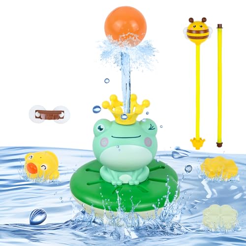 Ulikey Badewannenspielzeug, Frosch Schwimmendes Badespielzeug mit Wassersprinkler, Wasserspielzeug Baby Badewannen Spielzeug Set, Induction Automatischer Wasserstrahl Pool Spielzeug für Baby von Ulikey