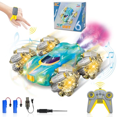 Ulikey Ferngesteuertes Auto Kinder, 4WD RC Stunt Car mit Spray, Lichtern, Musik, 2.4 GHz RC Drift Car Outdoor Spiele mit Handsteuerung 360°Rotation Geschenk für Jungen ab 5 6 7 8 10 Jahre (Pfauengrün) von Ulikey