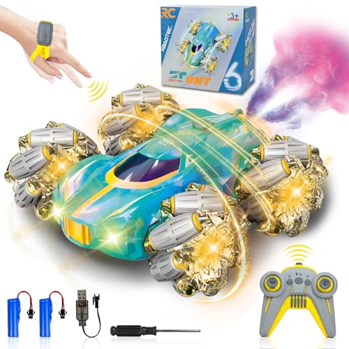 Ulikey Ferngesteuertes Auto Kinder, 4WD RC Stunt Car mit Spray, Lichtern, Musik, 2.4 GHz RC Drift Car Outdoor Spiele mit Handsteuerung 360°Rotation Geschenk für Jungen ab 5 6 7 8 10 Jahre (Pfauengrün) von Ulikey