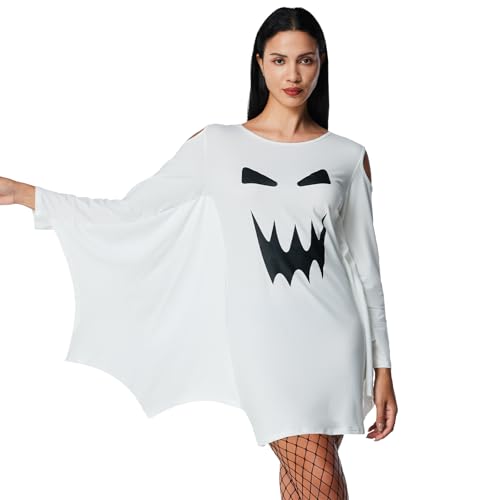 Ulikey Halloween Kostüm Damen kleid Geist, Halloween Kostüm Damen Geist, Fledermaus Kostüm Damen mit Trägerloses für Damen Halloween Karneval Party (L) von Ulikey