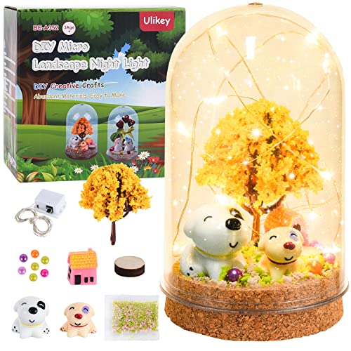 Ulikey Mach Dein Eigenes Nachtlicht, Bastelset Spielzeug Mädchen, Mini Wald Landschaftslicht, DIY Welpe/Einhorn Geschenk für 3-12 Jahre alte Mädchen Kinder, Magischer Nachtlicht Feengarten (Welpe) von Ulikey