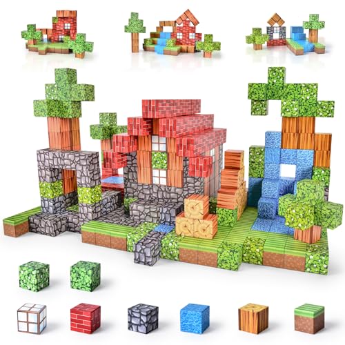 Ulikey Magnetische Bausteine, 80 Stück Magnetic Building Cubes 2.5CM Magnetische Würfel Set Wald Magnetische Bauwelt Wald Magnet Welt für Jungen und Mädchen ab 3 4 5 6 7Jahren (Abenteuer Wald) von Ulikey