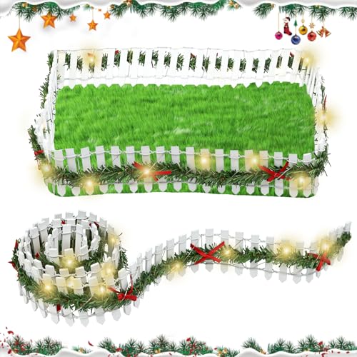 Ulikey Miniatur Deko Holzzaun, Mini Zaun Deko Gartenzaun Klein Mit Lichtern, Minizaun Dekorative Holz Zaun, Weihnachtsdeko Beleuchtung Feengarten Zubehör DIY Garten Dekoration 5 * 90cm von Ulikey