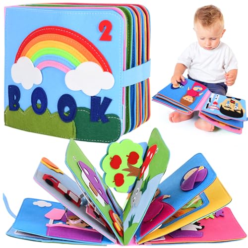 Ulikey Quiet Book Montessori Spielzeug, 3D Filz Busy Book Sensorisches Spielzeug, Pädagogisches Sensorisches Stoffbuch, Vorschulkinder Lernen Spielzeug Busy Book für Kleinkinder ab 1 2 3 4 Jahr(2) von Ulikey