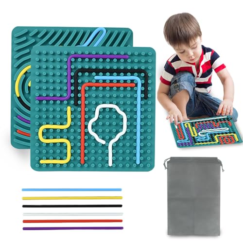 Ulikey Sensorik Activity Board, Doppelseitiges Aktivitätsbrett mit Reisetasche & 20 Zubehör Schnüren, Sensorisches Aktivitätstafel zur Autismus ADHD für Kinder ab 3 Jahr und Erwachsene (Grün) von Ulikey