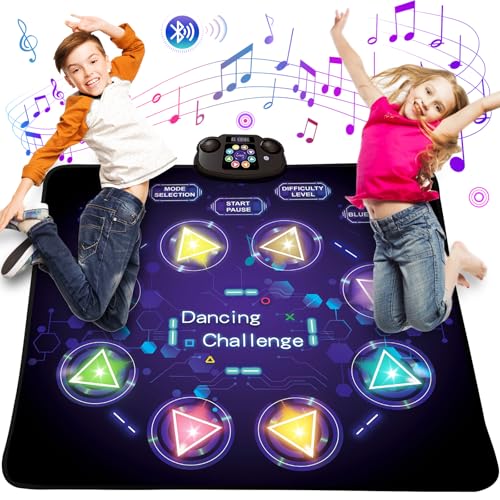 Ulikey Tanzmatte für Kinder, Musik Tanzmatte mit 8 Led-Leuchten und Bluetooth, Kinder Tanzmatten mit 8 Lautstärkestufen, 3 Schwierigkeitsgrade, Wasserdicht, Tanzmatte für Mädchen Jungen ab 3+ von Ulikey