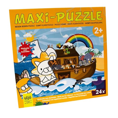 Maxi-Boden-Puzzle Arche Noah, 24 Teile, Doppelseitiges Bodenpuzzle zum Ausmalen von Uljö