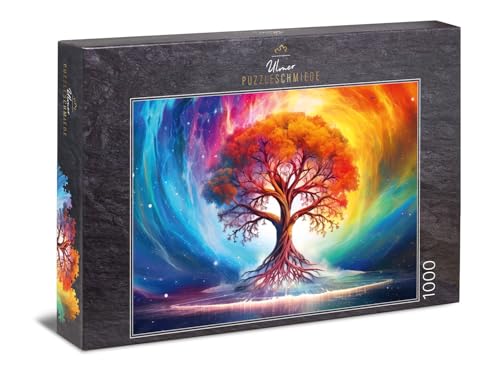 Ulmer Puzzleschmiede - 1000 Teile Puzzle „Universal Tree“ - farbintensives Lebensbaum-Motiv im modernen Design - Premium 1000 Teile Puzzle Made in Germany von Ulmer Puzzleschmiede