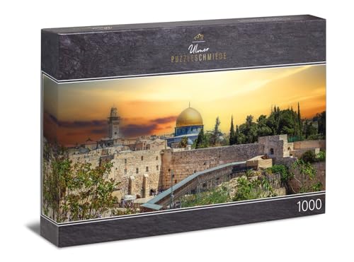 Ulmer Puzzleschmiede - Panorama-Puzzle „Jerusalem“ mit 1000 Teilen - Altstadt an der Westmauer mit Tempelberg in Jerusalem, Israel von Ulmer Puzzleschmiede