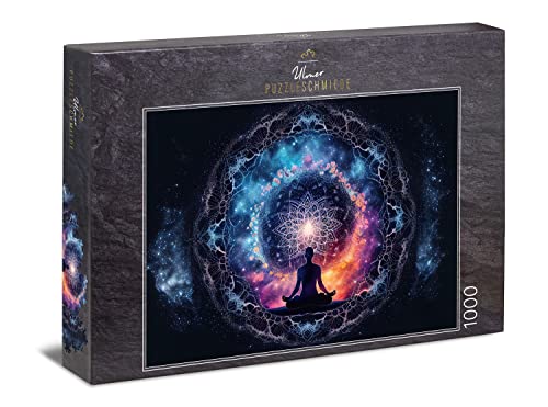 Ulmer Puzzleschmiede - Puzzle „Chakra“ - Intensives 1000 Teile Puzzle für Erwachsene - meditatives Motiv mit Mandala-Symbol, Energie des Universums – Puzzle-Qualität Made in Germany von Ulmer Puzzleschmiede