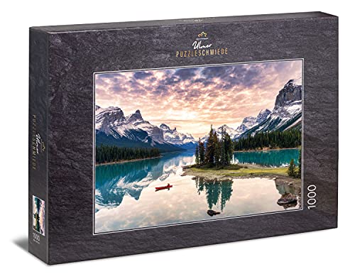 Ulmer Puzzleschmiede - Puzzle „Einsamkeit“ – klassisches Landschaftspuzzle mit 1000 Teilen - einsames Natur-Motiv aus dem Jasper-National-Park in Kanada mit einem einsamen Boot auf dem Maligne Lake Ulmer Puzzleschmiede - Puzzle „Einsamkeit“ – klassisches Landschaftspuzzle mit 1000 Teilen - einsames Natur-Motiv aus dem Jasper-National-Park in Kanada mit einem einsamen Boot auf dem Maligne Lake von Ulmer Puzzleschmiede