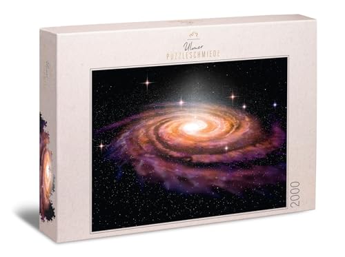 Ulmer Puzzleschmiede - Puzzle „Galaxie“ - Puzzle 2000 Teile Weltall & Universum - Spektakuläre Spiral-Galaxie als 3D-Illustration - Andromeda-Nebel, Astronomie, Galaxy, Deep Space von Ulmer Puzzleschmiede