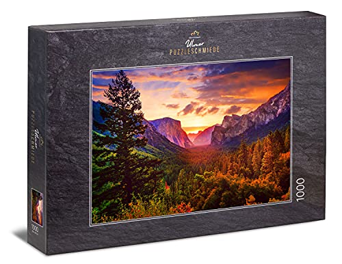 Ulmer Puzzleschmiede - Puzzle „Good Morning Yosemite“ - Stimmungsvolles 1000 Teile Landscape-Puzzle – Puzzlemotiv vom Sonnenaufgang im Yosemite Valley, Kalifornien, USA von Ulmer Puzzleschmiede