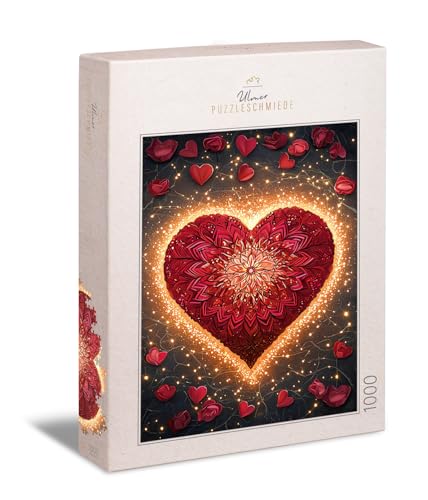Ulmer Puzzleschmiede - Puzzle 1000 Teile Herz-Mandala - mit Rosenblättern gezeichnetes Liebes-Symbol in feinen Lichtern - Puzzle zum Valentinstag - Made in Germany Ulmer Puzzleschmiede - Puzzle 1000 Teile Herz-Mandala - mit Rosenblättern gezeichnetes Liebes-Symbol in feinen Lichtern - Puzzle zum Valentinstag - Made in Germany von Ulmer Puzzleschmiede