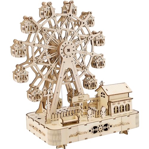 Riesenrad Holzpuzzle, Aussichtsrad 3D Holzpuzzle für Erwachsene, Magic Holz mit Zahnradantrieb - DIY Holzpuzzle Modellbausatz Bastelsets Geschenk zum Geburtstag/Weihnachten von Ultino