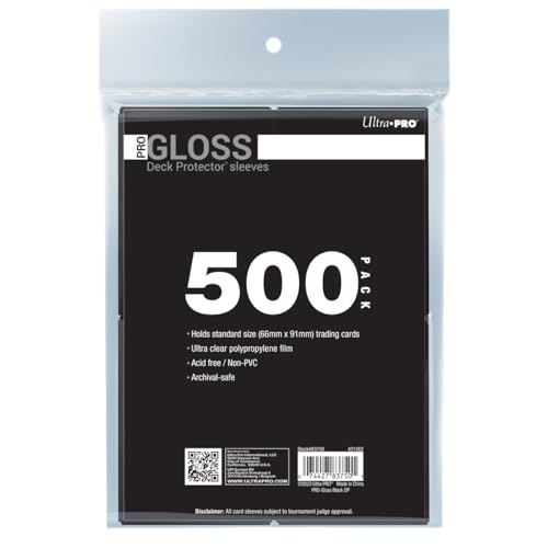 Ultra PRO 500 ct schwarze Pro-Gloss-Standard-Kartenhülle, schützt und speichert Sammelkarten, Sportkarten, MTG, D&D-Karten, Größe für Karten in Standardgröße, hochklare, glänzende Oberfläche von Ultra Pro