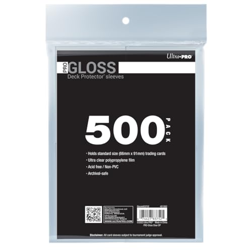 Ultra PRO - 500 ct transparente Pro-Gloss Standard-Kartenhülle, schützt und speichert Sammelkarten, Sportkarten, MTG, D&D-Karten, Größe für Karten in Standardgröße, hochklare, glänzende Oberfläche von Ultra Pro