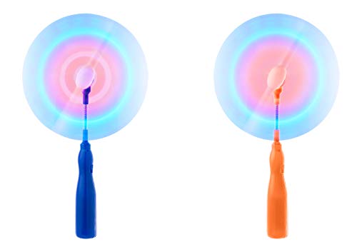 Ultra 1 Blau 1 Orange LED Schwenkventilator mit LED Leuchtstab Windmühle Kinder Rainbow Light Ventilator Batteriebetrieben Leuchtstab Rotierend LED Leuchtstab Glow Sticks Spielzeug von UltraByEasyPeasyStore