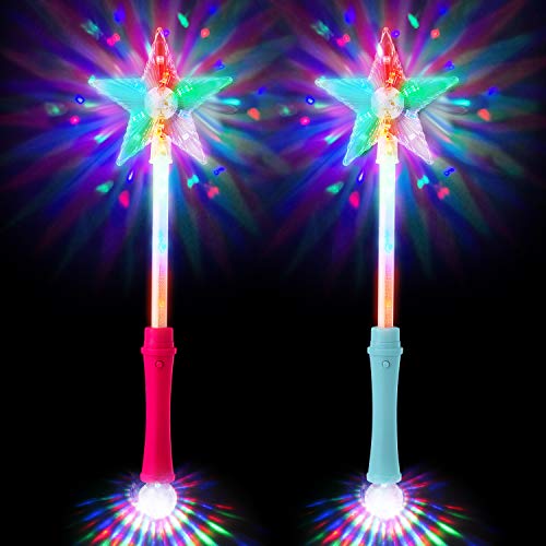 Ultra 1 Blau 1 Rosa LED Leuchtstab Stern Zauberstab Magic Wand Disco Licht LED Stab Discokugel Kinder Prinzessin Partys Spielzeug Blinkender Stern Leuchtender Zauberstab Kinder Sternen Zauberstab von UltraByEasyPeasyStore