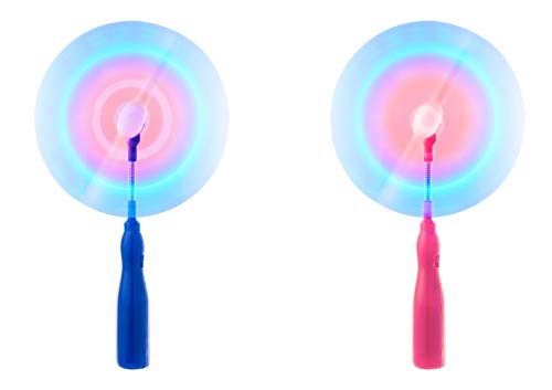 Ultra 1 Blau 1 Rosa LED Schwenkventilator mit LED Leuchtstab Windmühle Kinder Rainbow Light Ventilator Batteriebetrieben Leuchtstab Rotierend LED Leuchtstab Glow Sticks Spielzeug von UltraByEasyPeasyStore