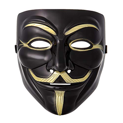 Ultra 1 Schwarz Erwachsene Guy Fawkes Maske Hacker Anonymous Halloween Verkleidung Erwachsene Kinder Kostüm Spielen Anon Maske Verkleidung Erwachsene Kinder Gesichtsmaske Kostüm Party Requisiten von UltraByEasyPeasyStore