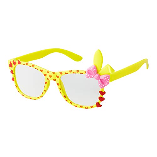 UltraByEasyPeasyStore Gelb Mädchen Kostüm Brille Kinder Hase Ohr Herz Bogen Klare Linse Klassische Stil Rahmen Partys Nerds Geek von UltraByEasyPeasyStore