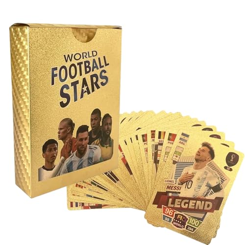 Umbrean Fußball Stars Kartenspiel, Gold-Edition, für Kinder und Erwachsene, geeignet für Partys, Geburtstage, Hochzeiten-55 Stück von Umbrean