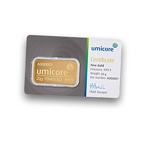 Umicore 20g Gramm Goldbarren 999.9 von Umicore