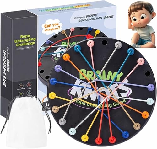 Brainy Knots Rope Untangling Tisch Strategie Brettspiel, Buntes Gedrehtes Seil Sortier Puzzlespiel, Rope Untangling Game, Brainy Knots Rope Untangling Table Strategy (Stil 1) von Umikk