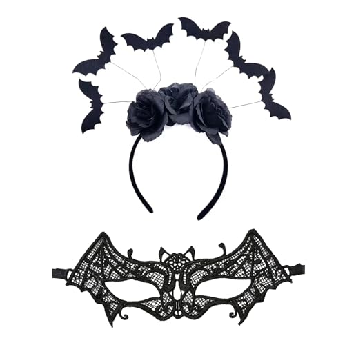 Fledermausohren – Batman-Maske, Maskerade-Maske, Katzen-Batman-Maske, Halloween-Stirnband, Fledermaus-Ohren-Haarband, schwarze Spitze, Fledermausmaske, Maskerade, Spitze, Augenmaske, Maskerade, von Umimiss