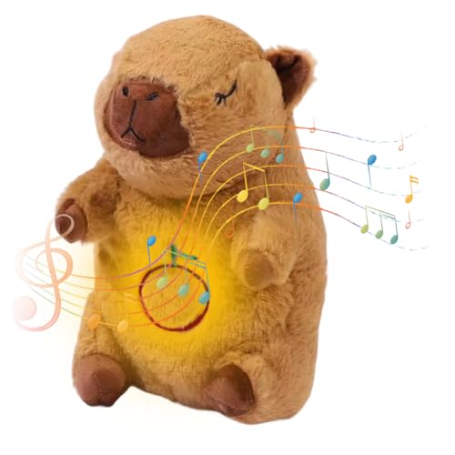 Schlummer Capybara Plüschtier, Capybara Kuscheltier mit Herzschlag, Niedlichen Simulation Tier Capybara Puppen Stofftier mit Atembewegung und Musik, Capybara Kuscheltier für Geburtstagsgeschenk von Umllpet