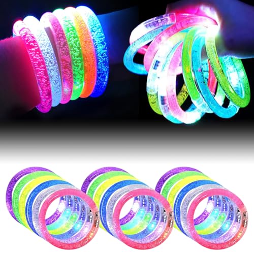 Umllpet 18 Stück Led Leuchtarmbänder, Blinkende Armbänder Geschenke Leuchtarmband Kinder,Bunt Led Armband Leuchtspielzeuge für Party Geburtstagsparty Weihnachten Halloween von Umllpet