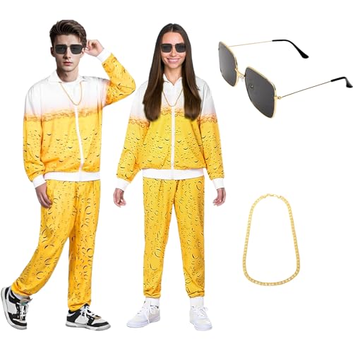 Umllpet 90er 80er Jahre Outfit Herren Damen Mottoparty, Karneval Kostüm Erwachsene, Trainingsanzug Jacke Hose Anzug 80er Accessoire Kleidung Schlagerparty Outfit Paare Karneval Faschingskostüme (L) von Umllpet