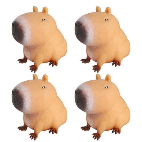 Umllpet Capybara Anti Stress Spielzeug, 4 Stück Soft Capybara Toys Anti Stress, Stress Squeeze Spielzeug, Capybara Squishy Spielzeuge, Stress Abbauen, Stimmung Beruhigen für Kinder und Erwachsene von Umllpet