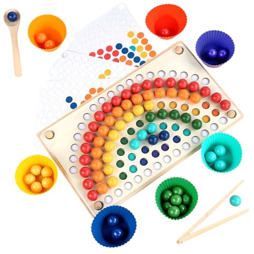 Umllpet Holz Montessori Spielzeug, Holz Clip Brettspiel, Montessori Spielzeug, Mathe Lernspielzeug, Frühe Pädagogisches Brettspiel, Kinder Hände Augen Gehirn Training, Vorschule Geschenk für 3+ Jahre von Umllpet