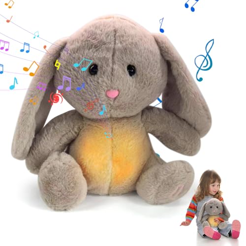 Umllpet Schlummer Hase Kuscheltier, Schlummer Kuscheltier mit Herzschlag Atembewegung und Musik, Schlummer Hase Plüschtier, Einschlafhilfe für Neugeborene, Baby Geschenk für Babypartys Weihnachten von Umllpet