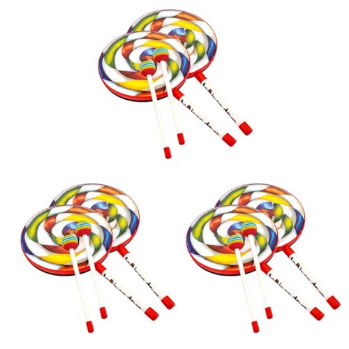 Umsoxhy Orff-Instrumente 6Er-Pack Lollipop-Trommeln 6--Tanzrequisiten Schlaginstrumente Handtrommel Vorschulerziehungsspielzeug von Umsoxhy