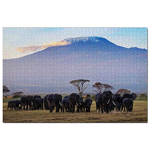 Kenia Kilimanjaro Amboseli Elefant Puzzle 1000 Teile Holzpuzzle Erwachsene Spielgrafik Reise Souvenir Holz von Umsufa