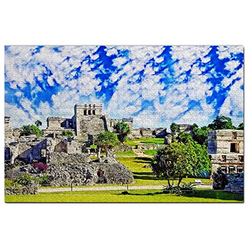 Mexiko Puzzle 1000 Teile Mexiko Tulum Maya Ruinen Cancun Puzzle Spiel Kunstwerk Reise Souvenir Holz von Umsufa