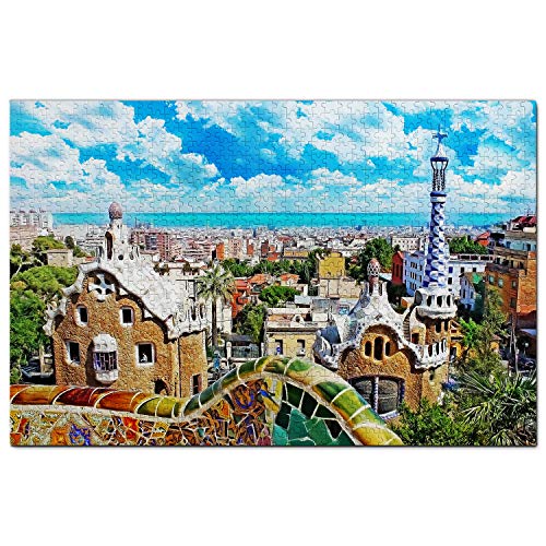 Spanien Puzzle 1000 Teile Spanien Guell Park Barcelona Puzzle Spiel Kunstwerk Reise Souvenir Holz von Umsufa