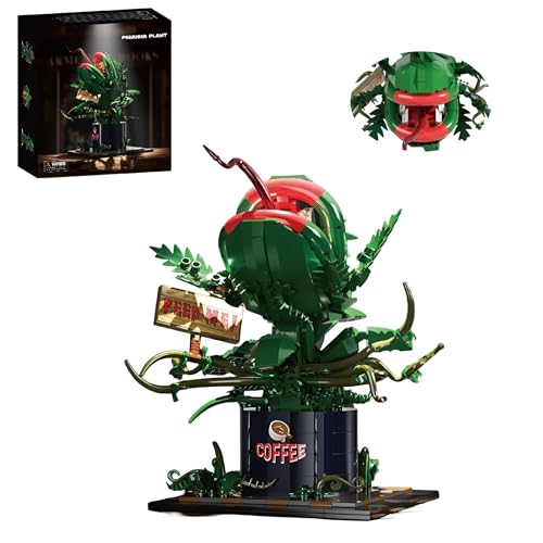 Audrey II Piranha Bausteinsets, 838 Teile Little Shop of Horrors Blumen Kannibale mit zu öffnendem Mund Bausteine, Pflanze Bausteinspielzeug, Kreative Geschenke für Kinder und Erwachsene von Unativer