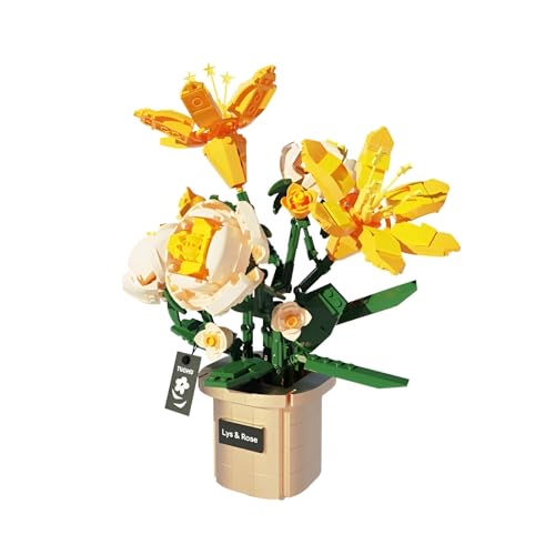 Blumenstrauß Bausatz, 576 Teile künstliche Blume Bauklötze Bausatz Spielzeug für Frauen Mädchen, Botanical Kollektion Bauklötze Pflanzen Home Deko, Idee Geschenke für Valentinstag Muttertag (T6003) von Unativer