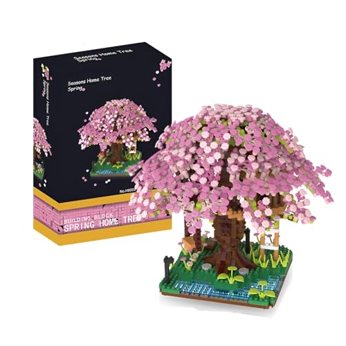 Bonsai Baum Bausteine, 1900 Teile Kirschblüte Baumhaus Bausteine Bausatz, Japanische Sakura Bonsai Baum Bausatz, Mikro Klemmbausteine Nicht Kompatibel mit Großen Marken (8001) von Unativer