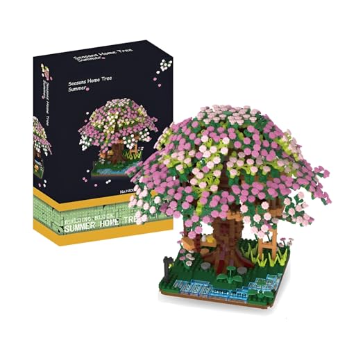 Bonsai Baum Bausteine, 1900 Teile Kirschblüte Baumhaus Bausteine Bausatz, Japanische Sakura Bonsai Baum Bausatz, Mikro Klemmbausteine Nicht Kompatibel mit Großen Marken (8002) von Unativer