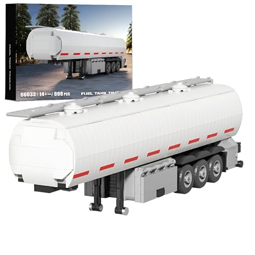 Fuel Tank Trailer Bausteine Bausatz, 699 Teile LKW Anhänger Modell Bausatz, Klassiker Truck Bausteine Auto Bauspielzeug Set, Ideas Geschenk für Erwachsene und Kinder (66033) von Unativer