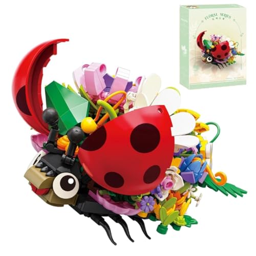 Insekt Blumen Seri Bausteine Set, 470 Teile Marienkäfer mit Blumen Bausatz, MOC Kreatives Bausteine, DIY Insektensammlung Kreatives Deko Tiere Spielzeug, Kreative Geschenke für Kinder und Erwachsene von Unativer