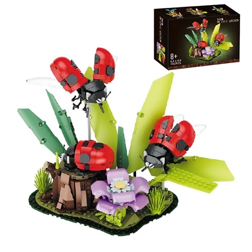 Insekten Collection Blume Bausteine Set, 741 Teile Marienkäfer und Blumen Klemmbausteine, Insekten, Blume, Pflanze Bausteinspielzeug, Kreative Geschenke für Kinder und Erwachsene (66108) von Unativer