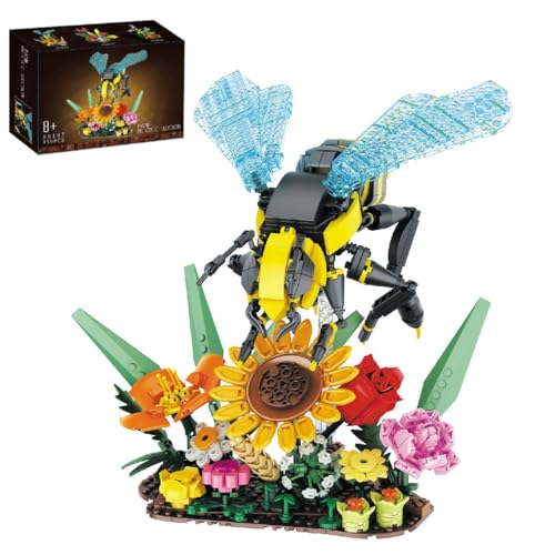 Insekten Collection Blume Bausteine Set, 750 Teile Biene und Blumen Klemmbausteine, Insekten, Sonnenblume, Rose, Pflanze Bausteinspielzeug, Kreative Geschenke für Kinder und Erwachsene (66107) von Unativer